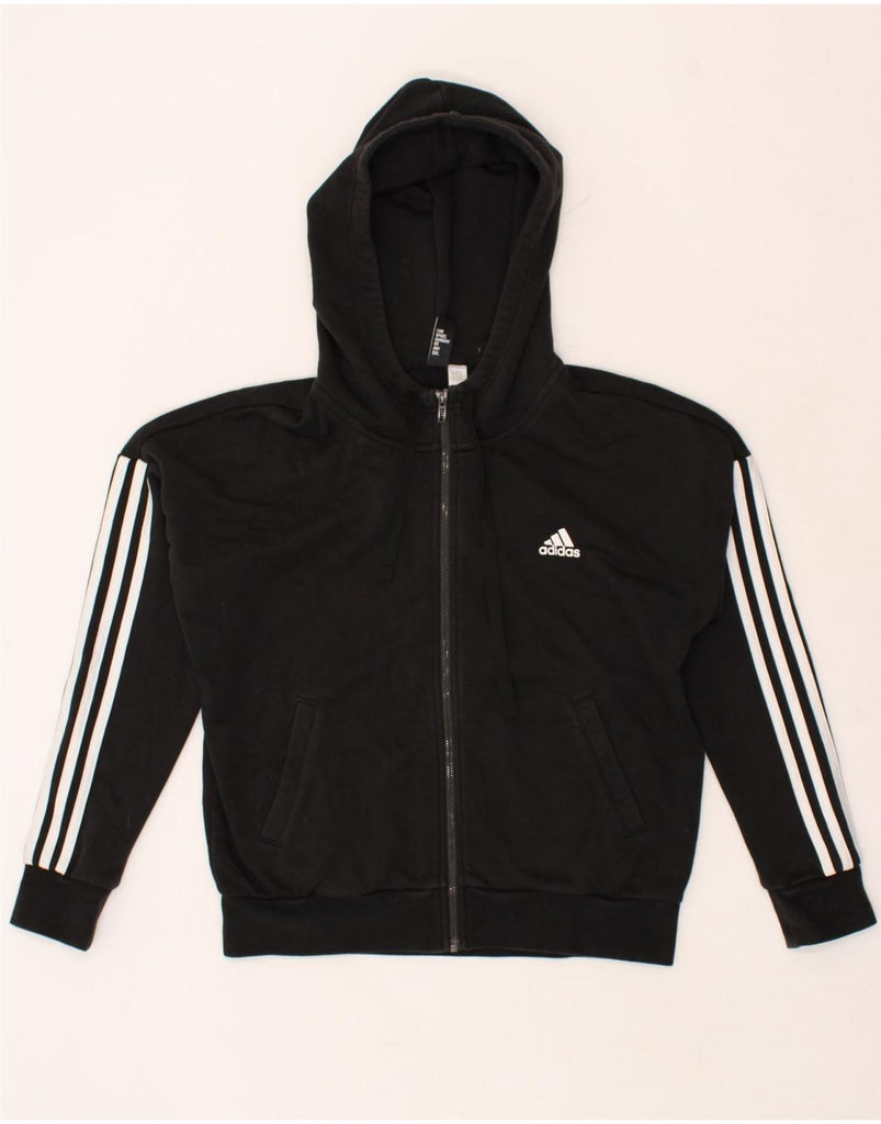 ADIDAS Womens Zip Hoodie Sweater UK 18 XL Black | Vintage Adidas | Thrift | Second-Hand Adidas | Used Clothing | Messina Hembry 