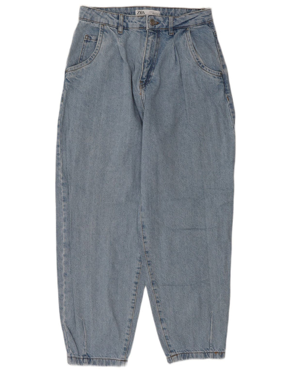 Zara Womens Balloon High Waist Jeans UK 36 XS W26 L27 Blue Cotton