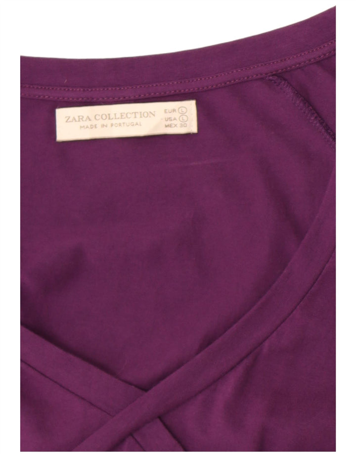 Zara Womens Top Long Sleeve UK 16 Large Purple