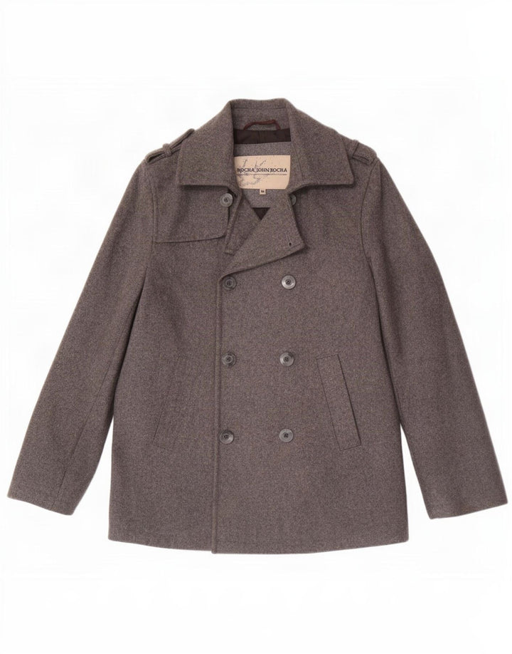 John Rocha Mens Pea Coat UK 38 Medium Grey Wool
