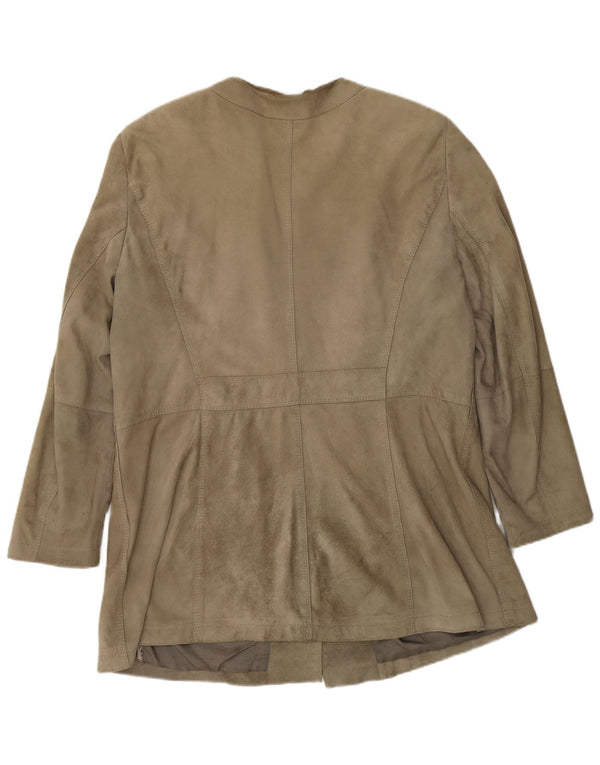 Gerry Weber Womens Suede Jacket UK 20 2XL Grey Leather