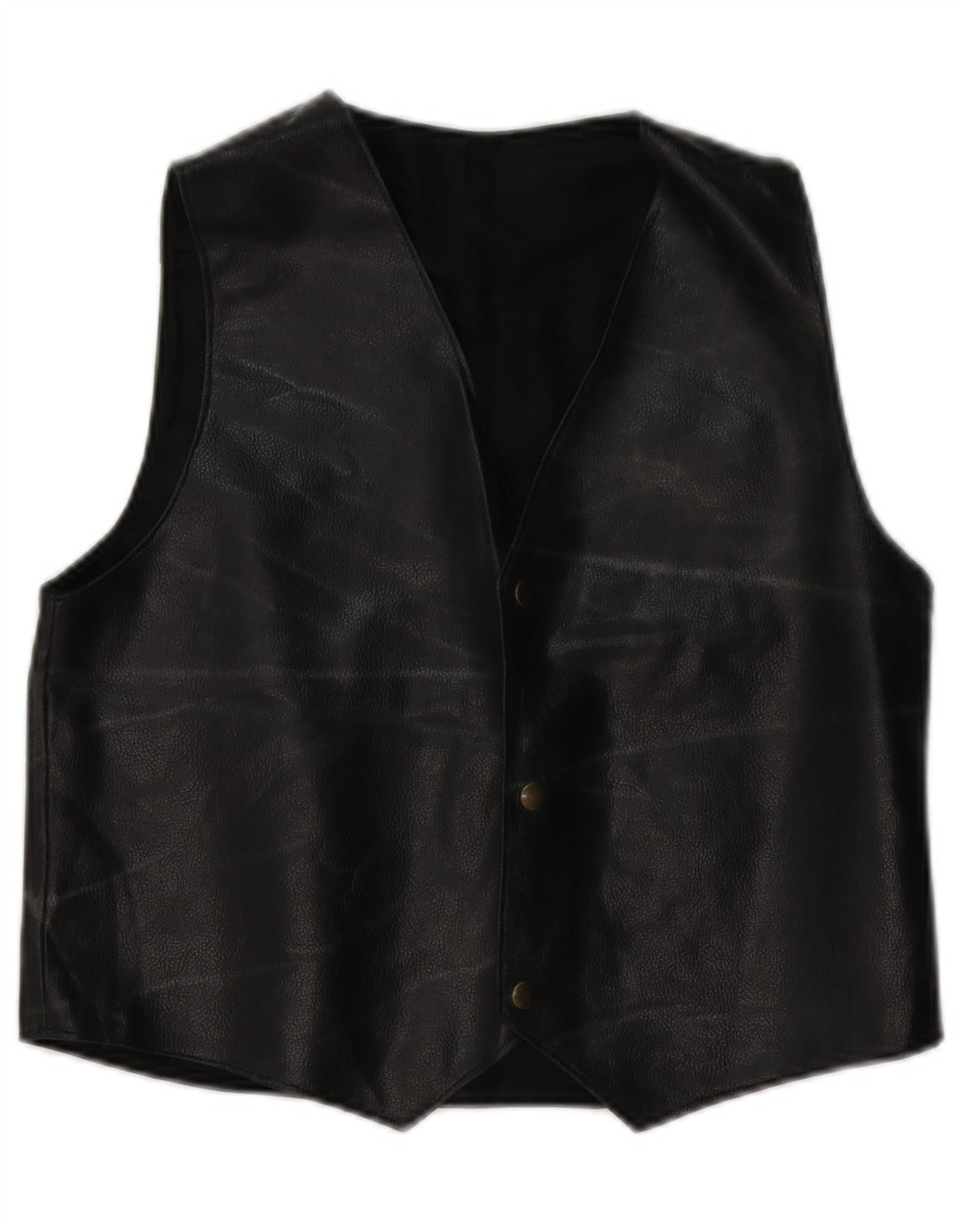 Vintage Womens Leather Waistcoat UK 14 Medium Black