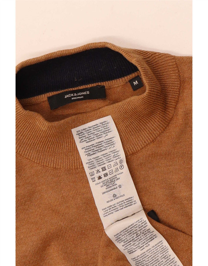 Jack & Jones Mens Turtle Neck Jumper Sweater Medium Brown Cotton