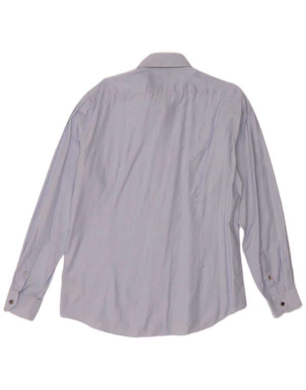 Calvin Klein Mens Fitted Shirt Size 42 16 1/2 Large Blue Cotton