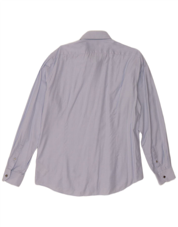 Calvin Klein Mens Fitted Shirt Size 42 16 1/2 Large Blue Cotton