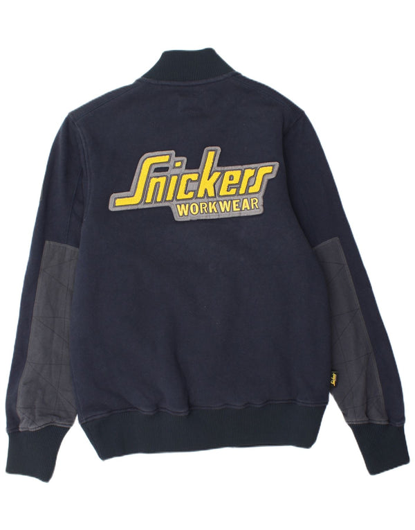 SNICKERS Mens Workwear Sherpa Varsity Jacket UK 38 Medium Navy Blue Cotton