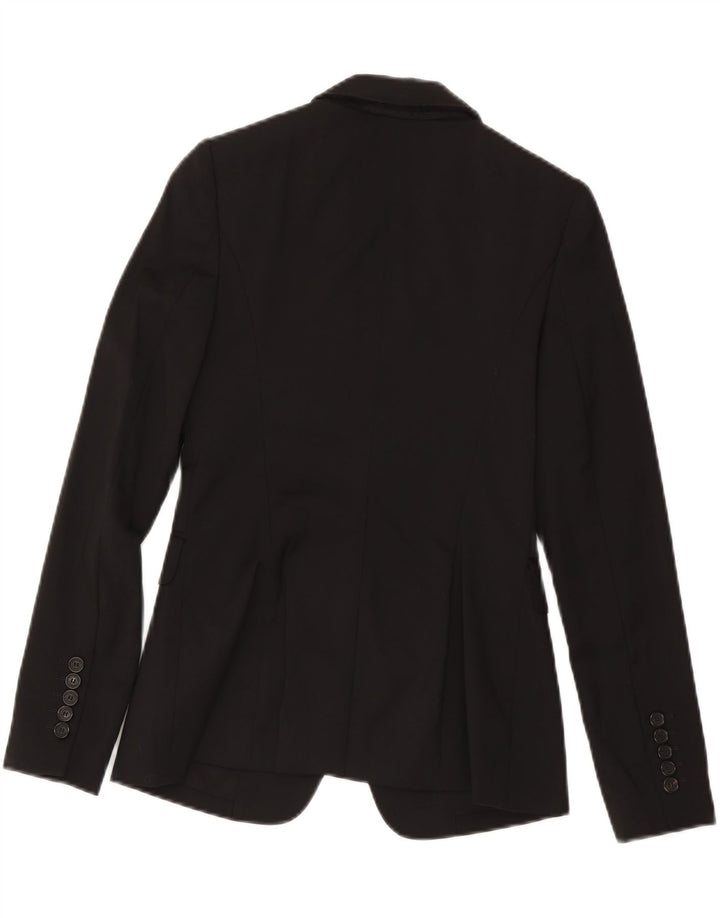 Burberry Womens 1 Button Blazer Jacket UK 4 XS Black Wool Classic
