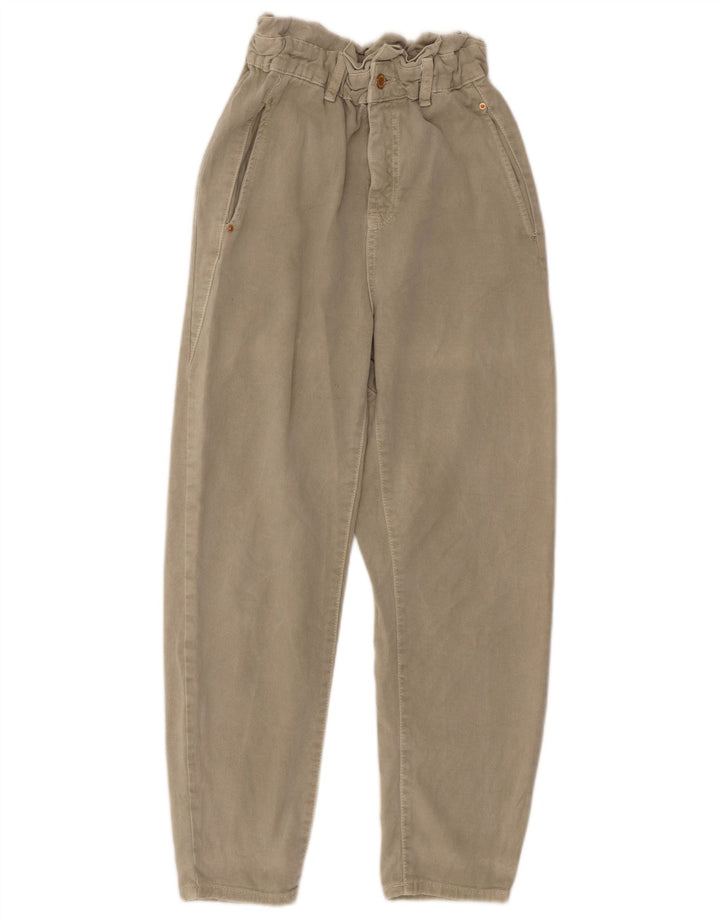 ZARA Womens High Waist Tapered Casual Trousers EU 36 XS W26 L26 Grey