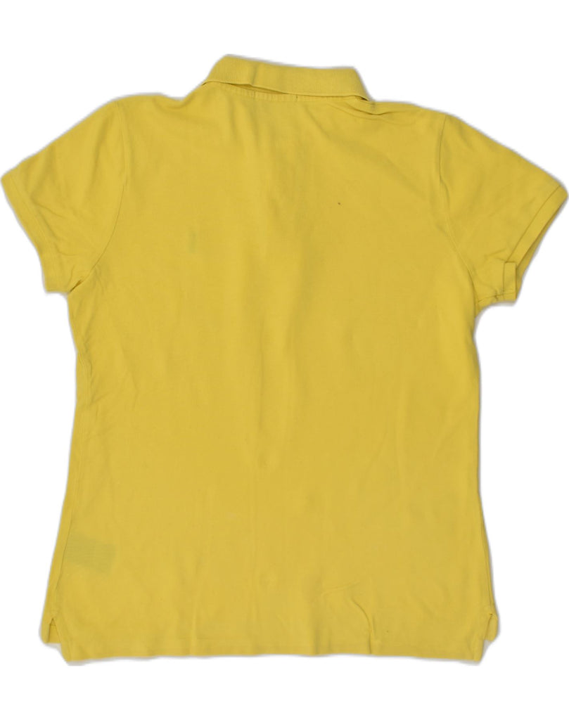 RALPH LAUREN Womens Skinny Polo Shirt UK 14 Large Yellow Cotton | Vintage Ralph Lauren | Thrift | Second-Hand Ralph Lauren | Used Clothing | Messina Hembry 