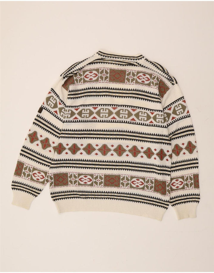 Maremma Mens V-Neck Jumper Sweater IT 52 Large Multicoloured Fair Isle