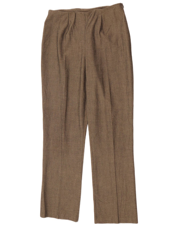 Marks & Spencer Womens High Waist Suit Trousers UK 12 Medium W26 L28 Khaki