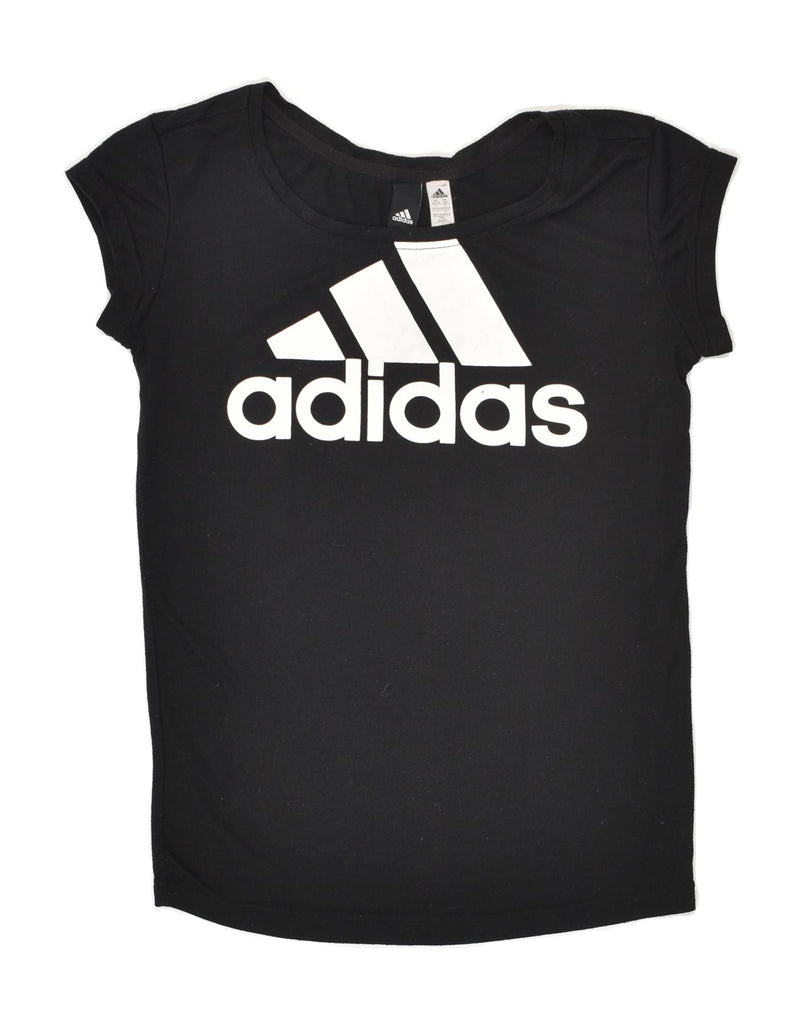 ADIDAS Womens Graphic T-Shirt Top UK 0-2 2XS Black Polyester | Vintage Adidas | Thrift | Second-Hand Adidas | Used Clothing | Messina Hembry 