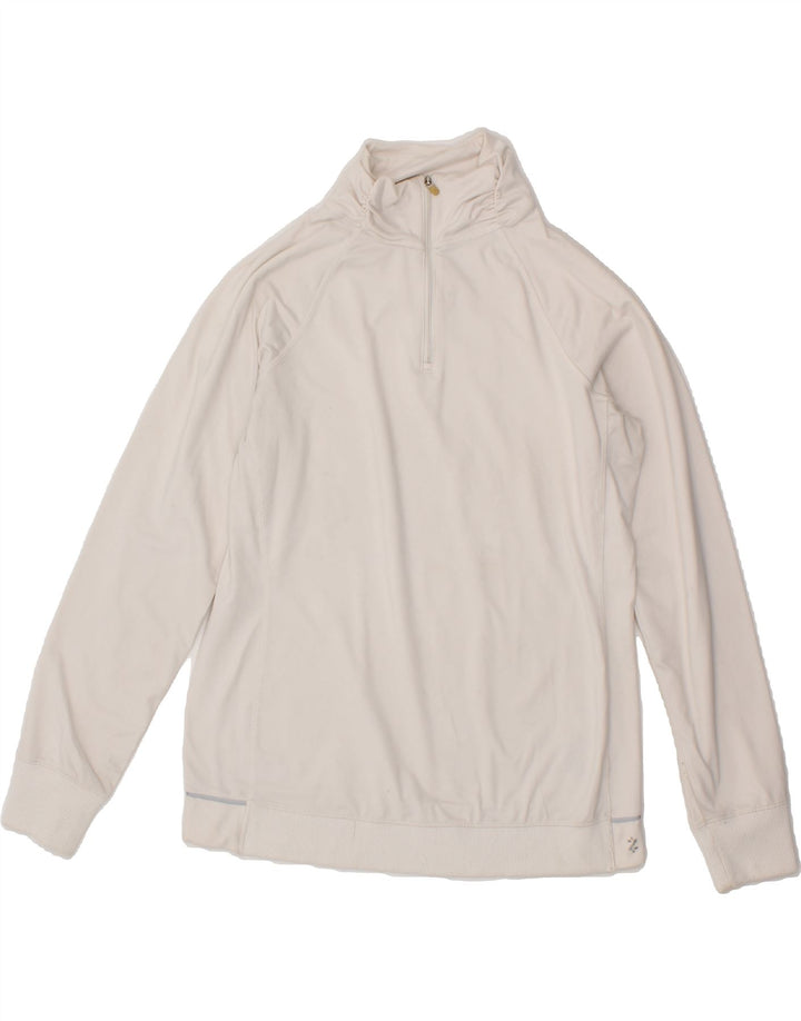 IZOD Womens Zip Neck Pullover Tracksuit Top UK 14 Medium Off White Vintage Izod and Second-Hand Izod from Messina Hembry 