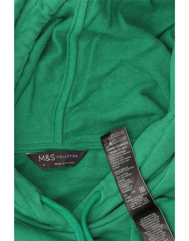 Marks & Spencer Womens Hoodie Jumper UK 12 Medium Green Cotton