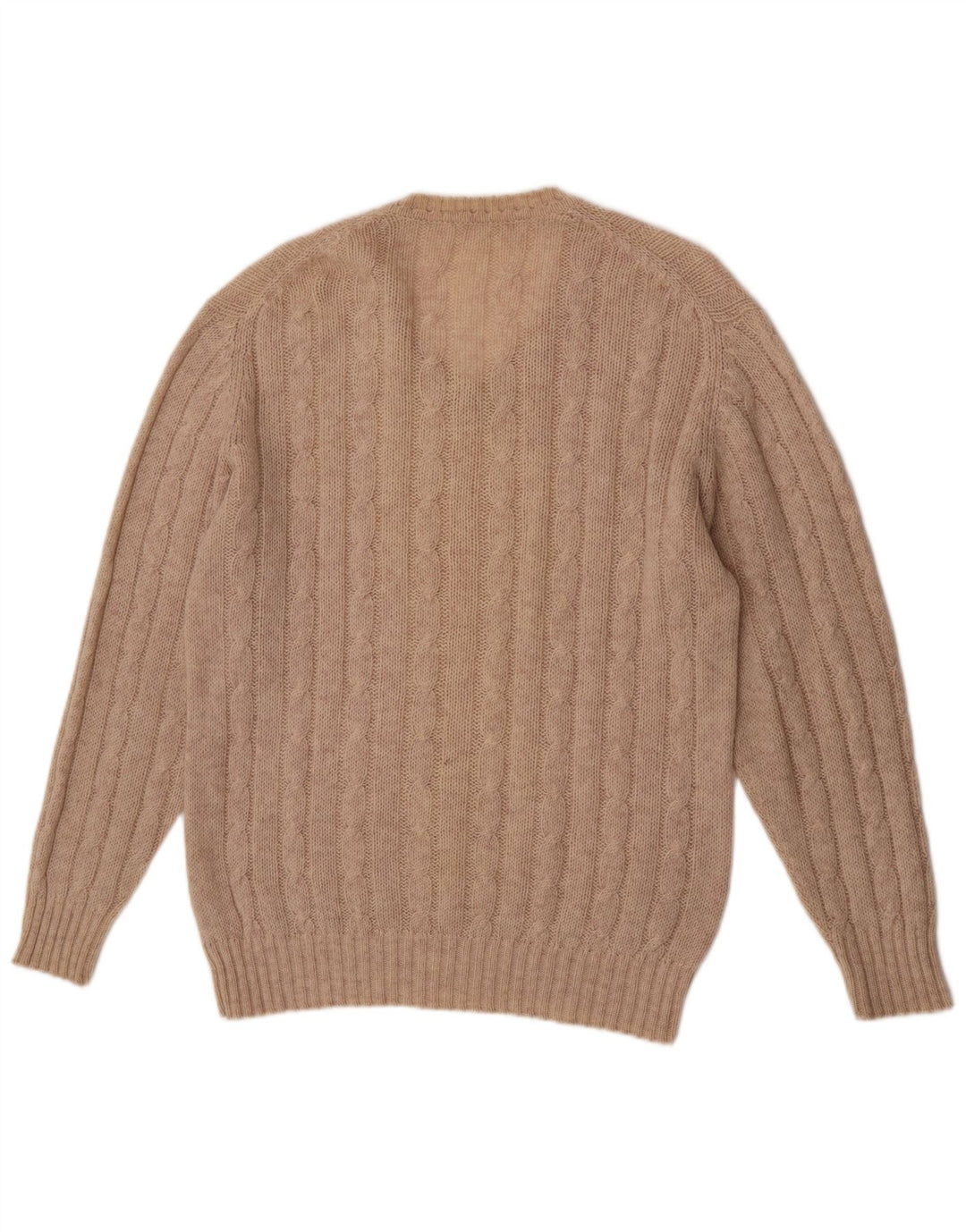 Vintage Mens V-Neck Jumper Sweater IT 56 XL Beige Wool