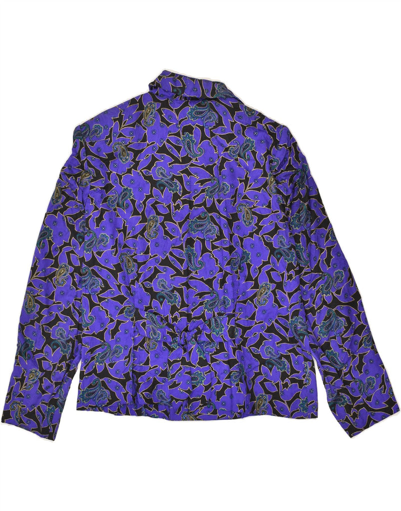 FINK MODELL Womens Double Breasted Blazer Jacket UK 16 Large Blue Paisley | Vintage Fink Modell | Thrift | Second-Hand Fink Modell | Used Clothing | Messina Hembry 