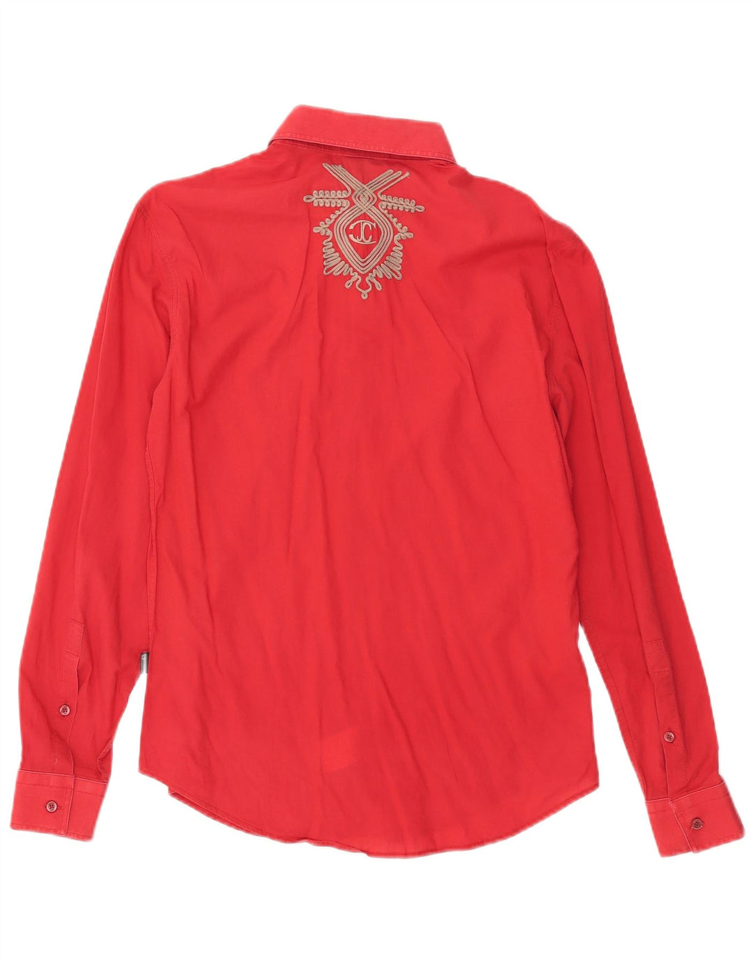 JUST CAVALLI Womens Shirt IT 44 Medium Red Cotton