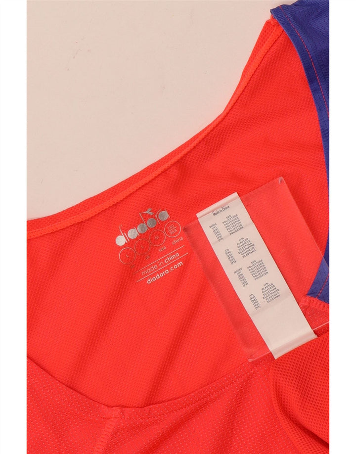 DIADORA Womens Vest Top UK 16 Large Red Colourblock Polyester