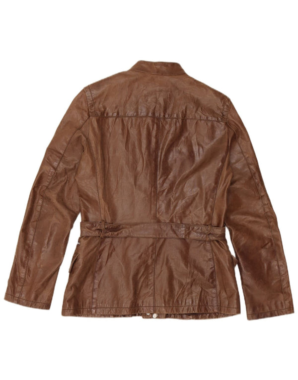 VINTAGE Womens Leather Jacket IT 44 Medium Brown Leather