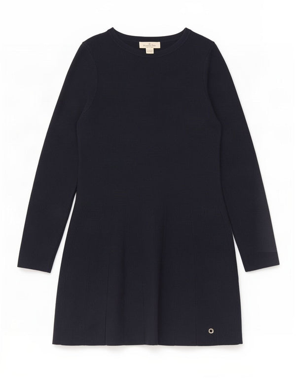 Massimo Dutti Girls Long Sleeve Jumper Dress 11-12 Years Navy Blue Cotton