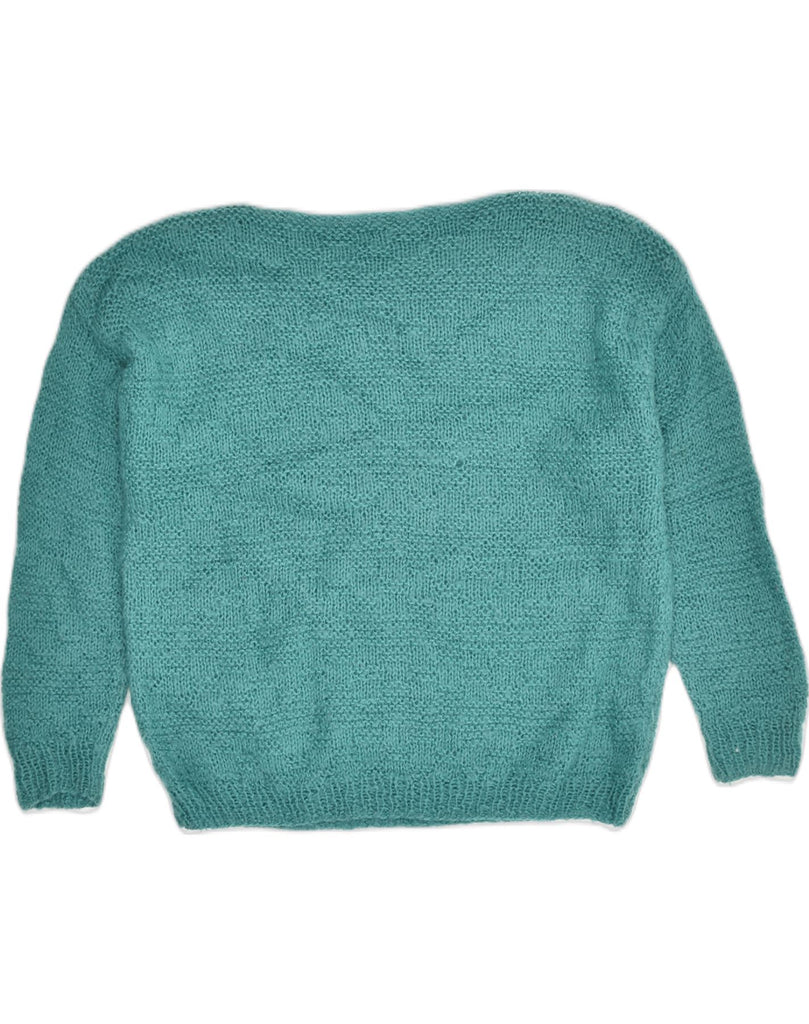 VINTAGE Womens Boat Neck Jumper Sweater UK 14 Large Turquoise | Vintage Vintage | Thrift | Second-Hand Vintage | Used Clothing | Messina Hembry 