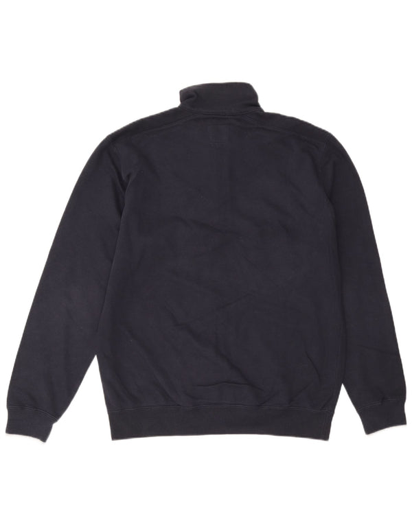 Champion Mens Graphic Zip Neck Sweatshirt Jumper Large Navy Blue Cotton