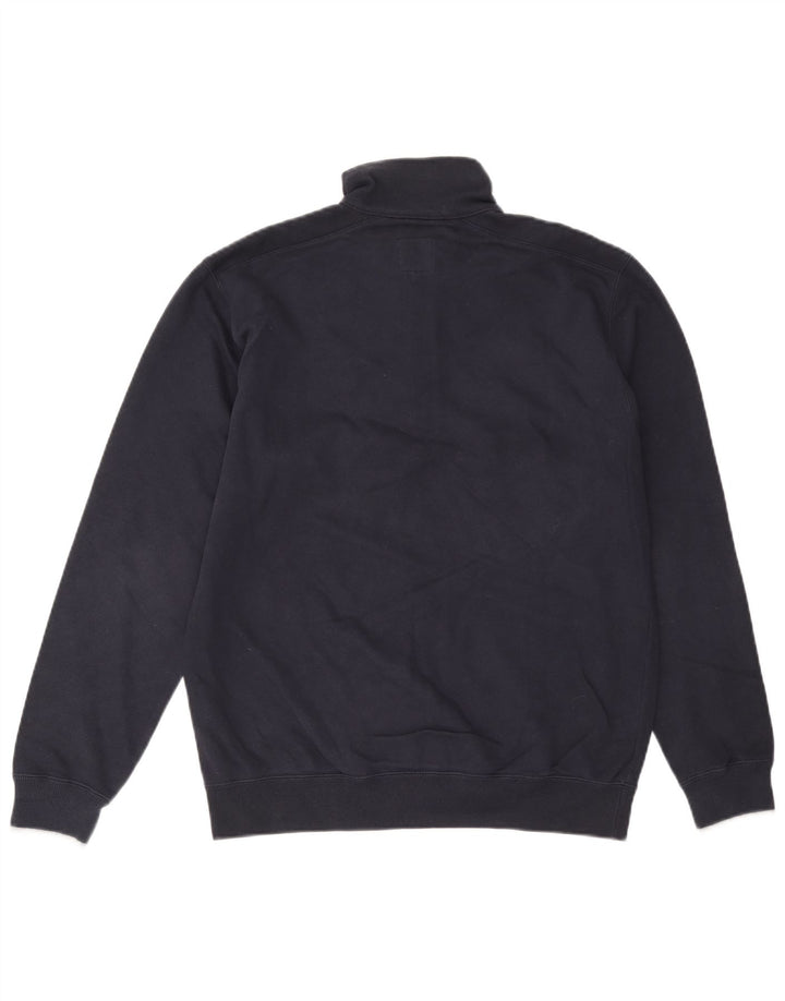 Champion Mens Graphic Zip Neck Sweatshirt Jumper Large Navy Blue Cotton