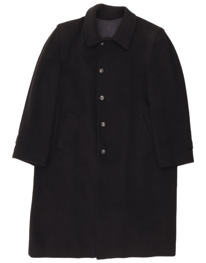 Vintage Mens Overcoat EU 48 Medium Navy Blue Wool