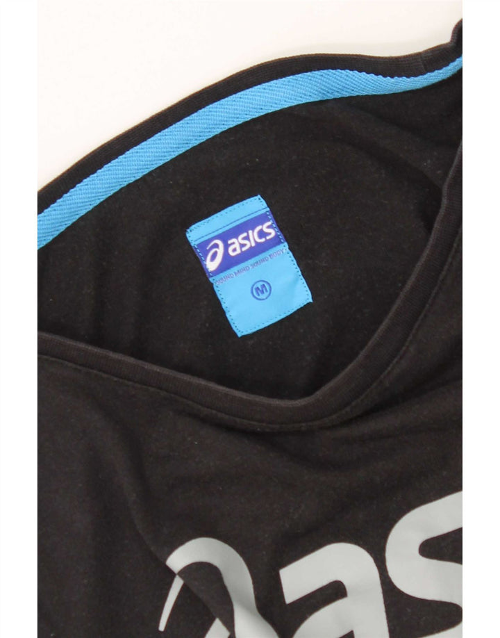 Asics Womens Graphic T-Shirt Top UK 12 Medium Black