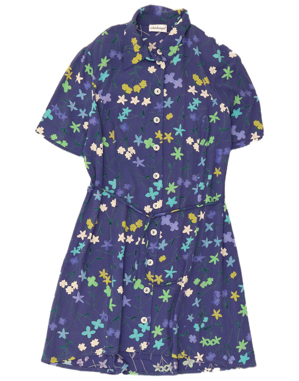 Schneberger Womens Short Sleeves Shirt Dress UK 18 XL Blue Floral
