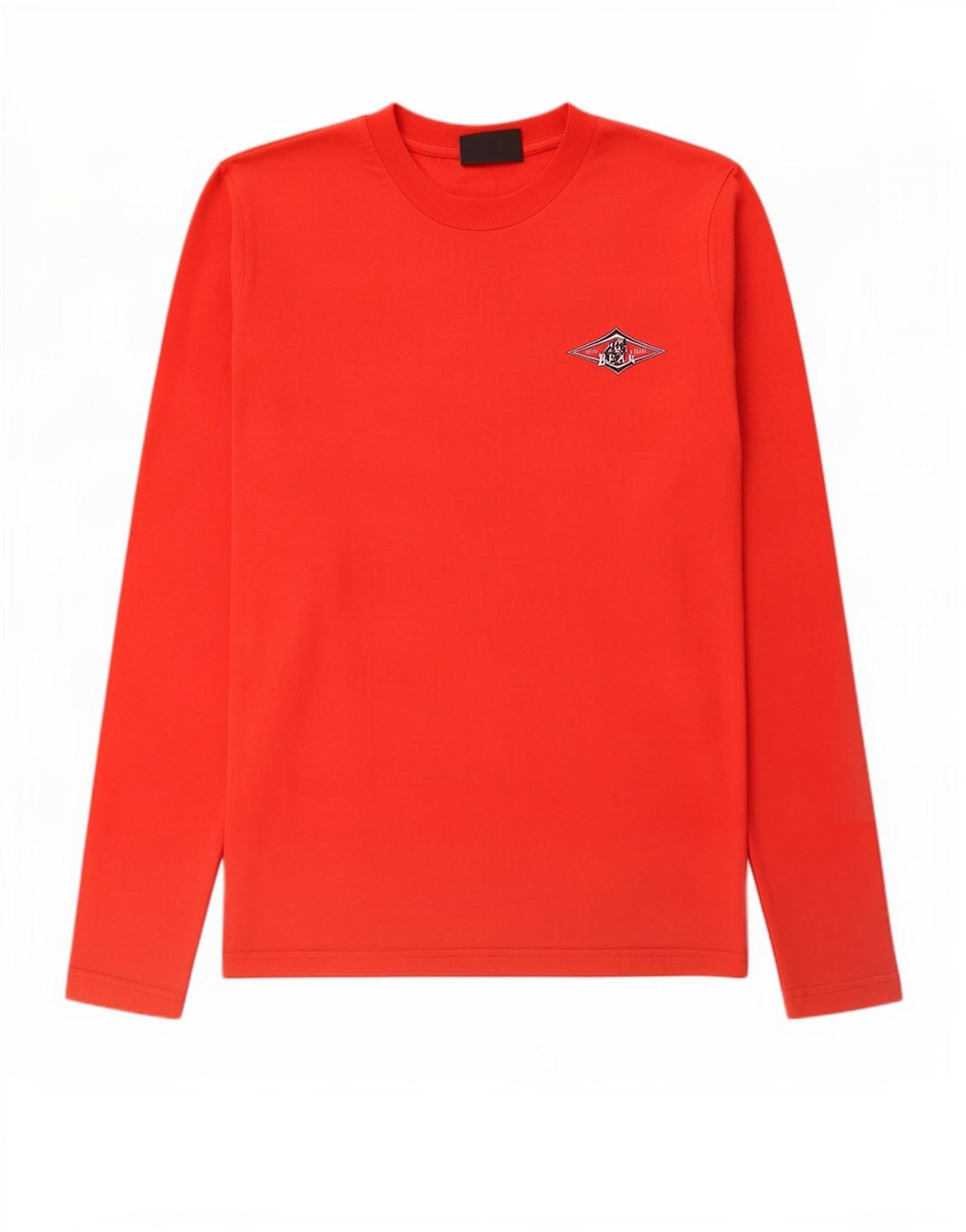 Bear Mens Graphic Top Long Sleeve Small Red Cotton