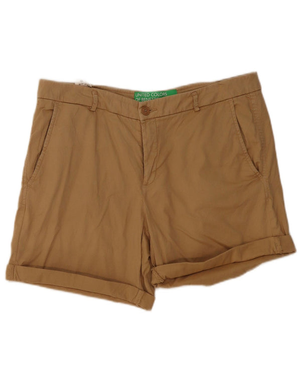 Benetton Womens Chino Shorts UK 14 Large W36 Beige Cotton