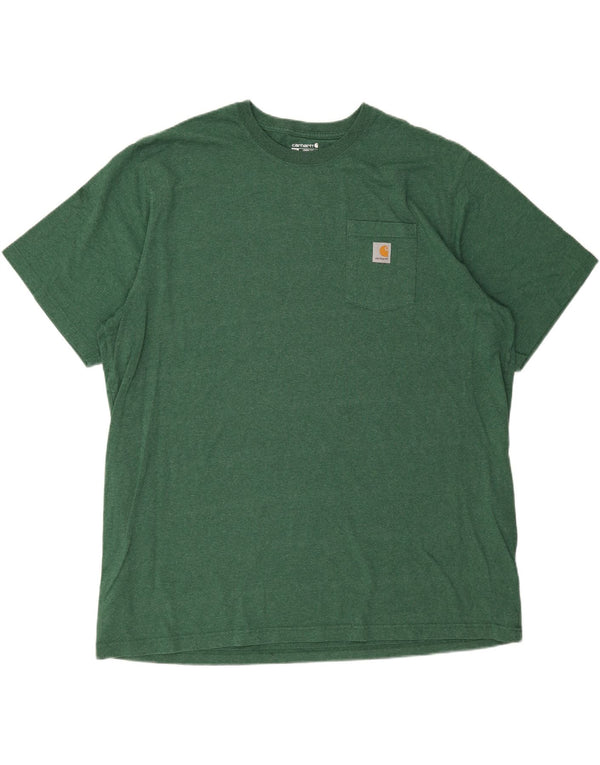 CARHARTT Mens Tall Loose Fit T-Shirt Top 3XL Green Cotton