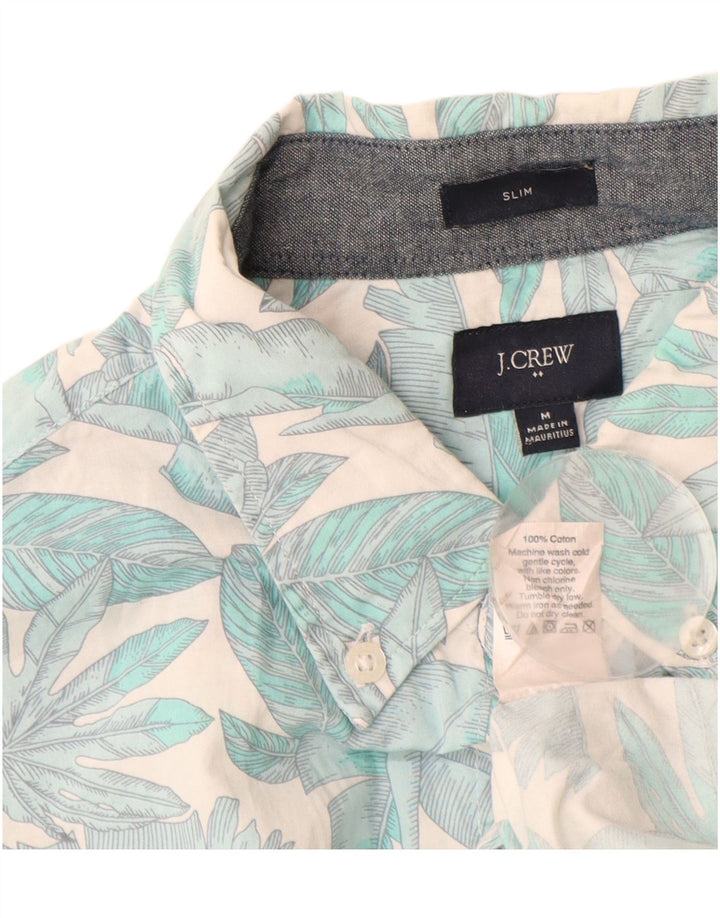 J. Crew Mens Slim Fit Short Sleeve Shirt Medium Blue Floral Cotton