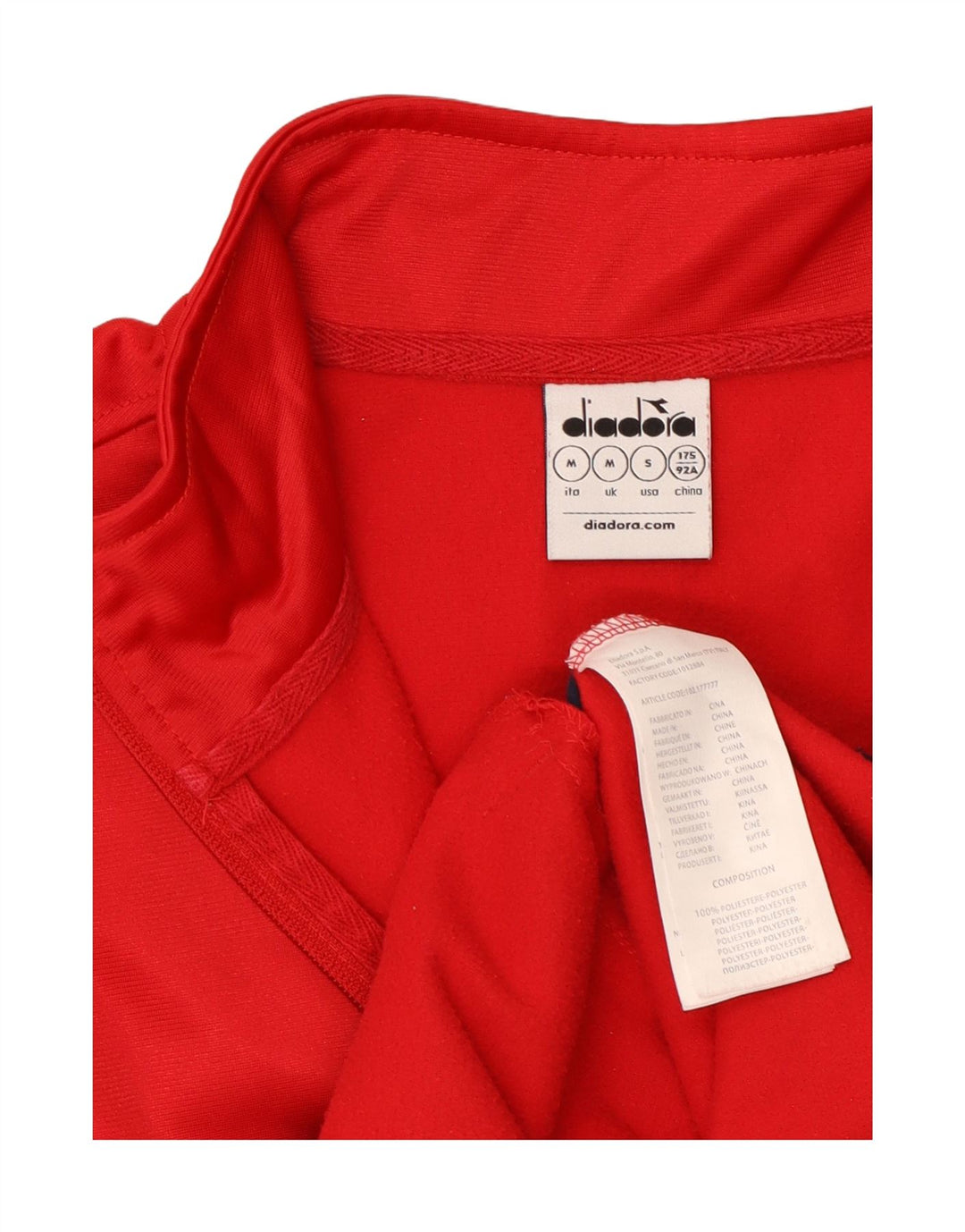 DIADORA Mens Tracksuit Top Jacket Medium Red Colourblock Polyester