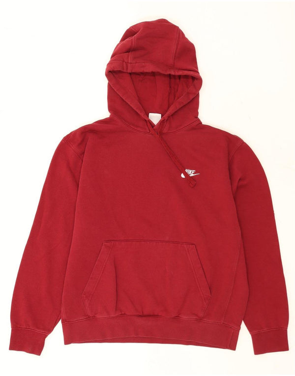 Nike Mens Hoodie Jumper Large Burgundy Cotton
