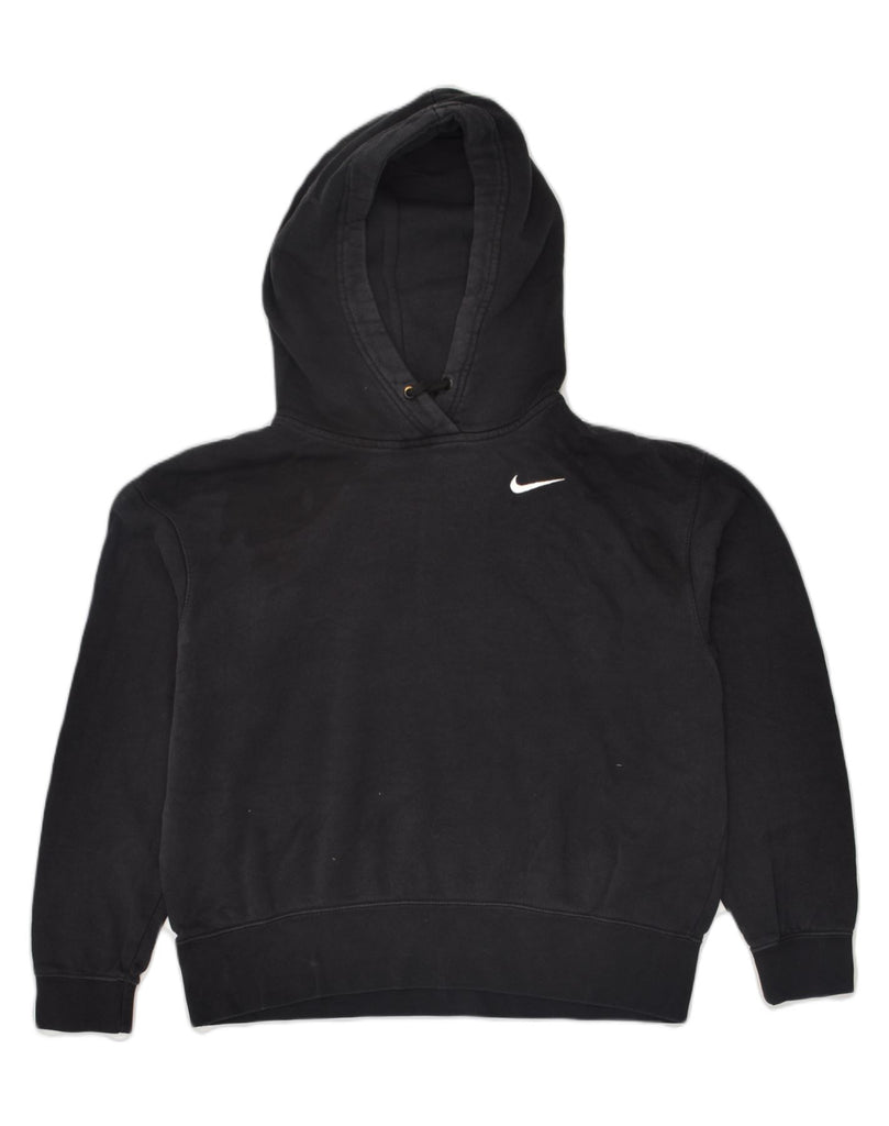 NIKE Womens Oversized Crop Hoodie Jumper UK 6 XS Black Cotton | Vintage Nike | Thrift | Second-Hand Nike | Used Clothing | Messina Hembry 