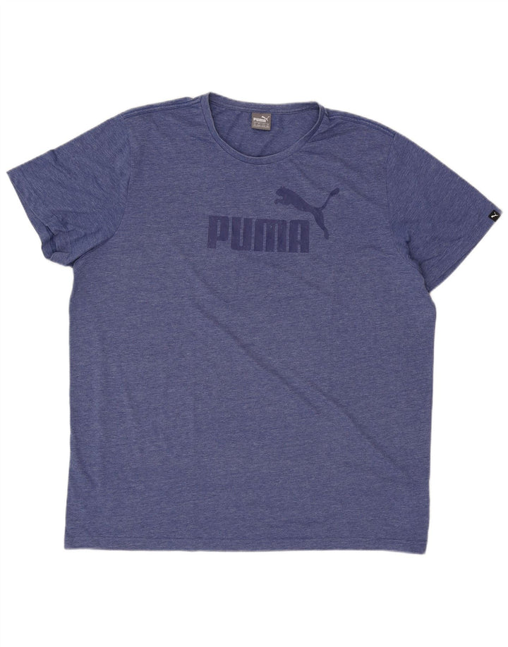Puma Mens Graphic T-Shirt Top 2XL Blue Flecked Polyester