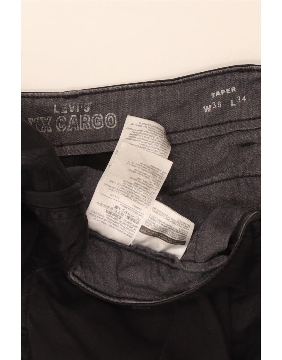 Levi's Mens Tapered Cargo Trousers W38 L34 Black Cotton