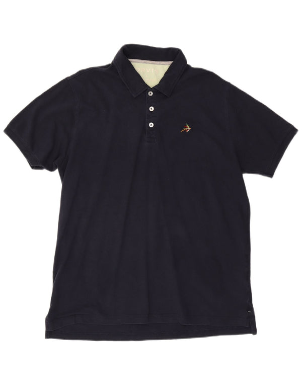 Orvis Mens Polo Shirt Large Navy Blue Cotton