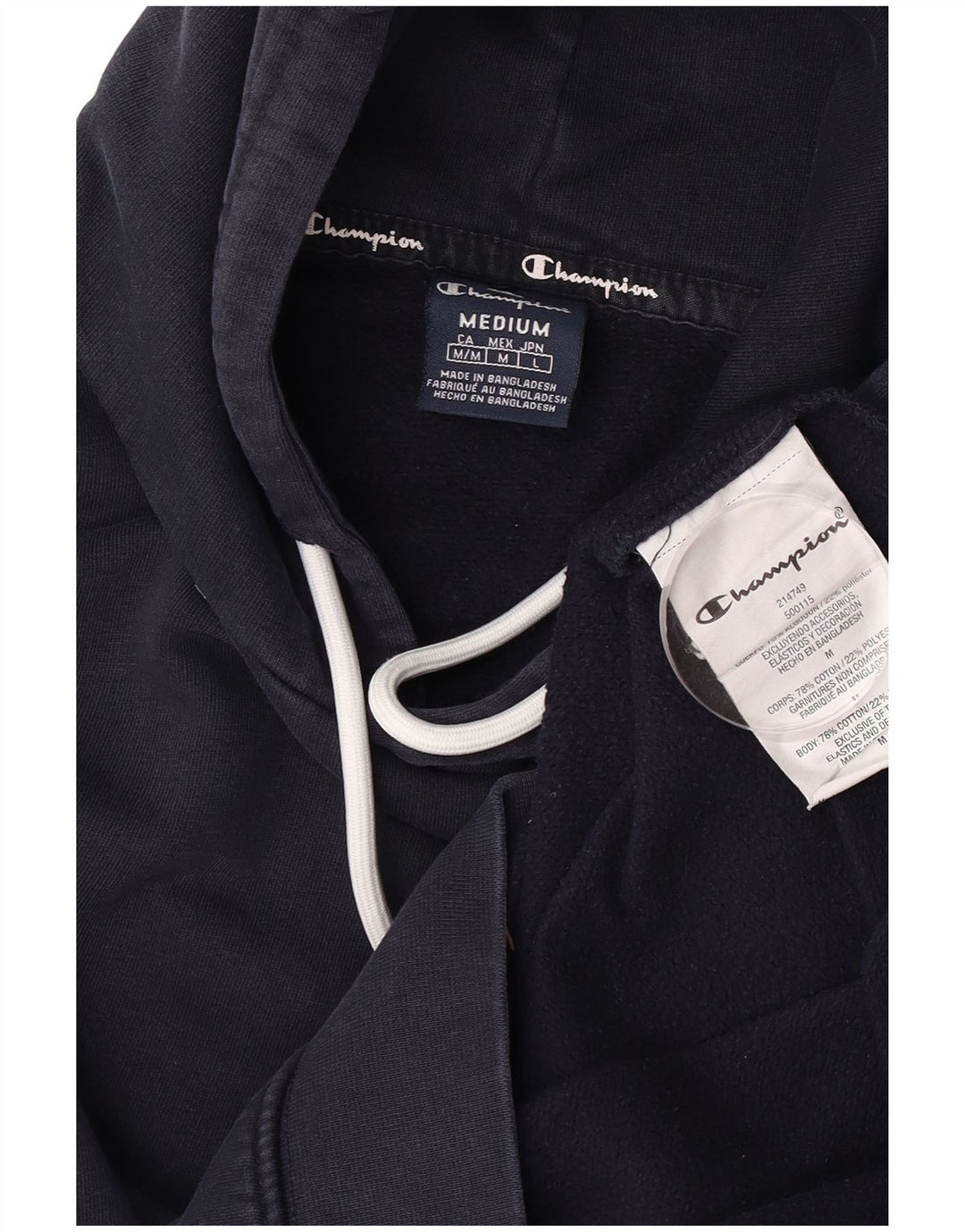 Champion Mens Hoodie Jumper Medium Navy Blue Cotton