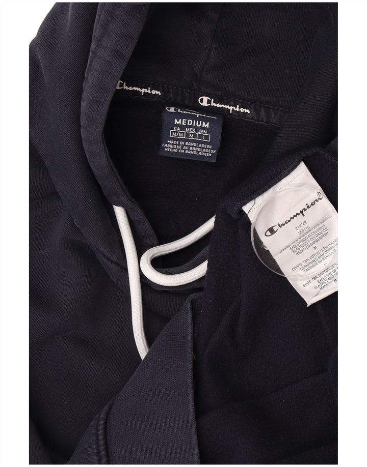 Champion Mens Hoodie Jumper Medium Navy Blue Cotton