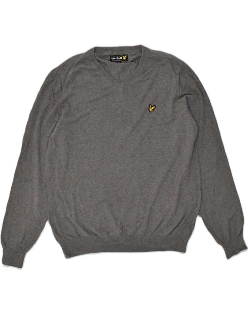 LYLE & SCOTT Mens V-Neck Jumper Sweater XL Grey Cotton | Vintage Lyle & Scott | Thrift | Second-Hand Lyle & Scott | Used Clothing | Messina Hembry 