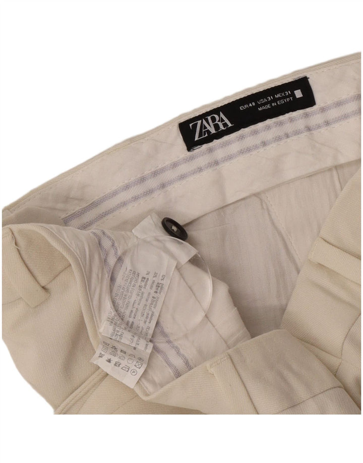 Zara Womens Straight Chino Trousers EU 40 Medium W31 L28 Off White