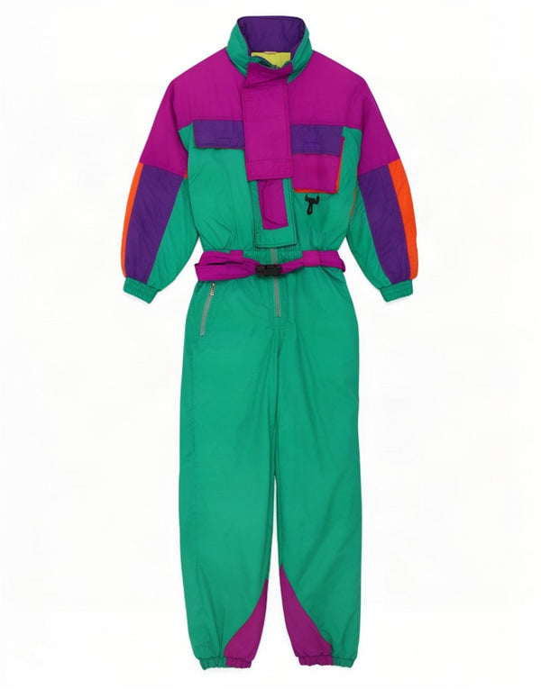 Vintage Womens Ski Jumpsuit IT 48 XL Multicoloured Colourblock Polyamide