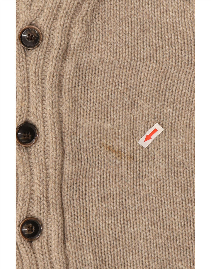 Massimo Dutti Mens Cardigan Sweater XL Beige Wool