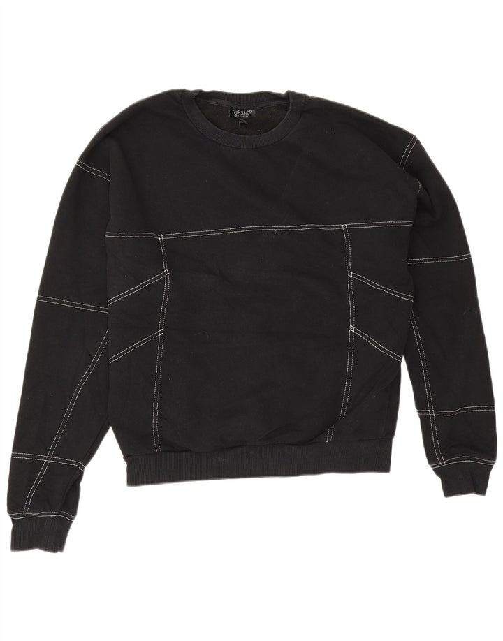 Topshop Womens Oversized Sweatshirt Jumper UK 8 Small Black Cotton