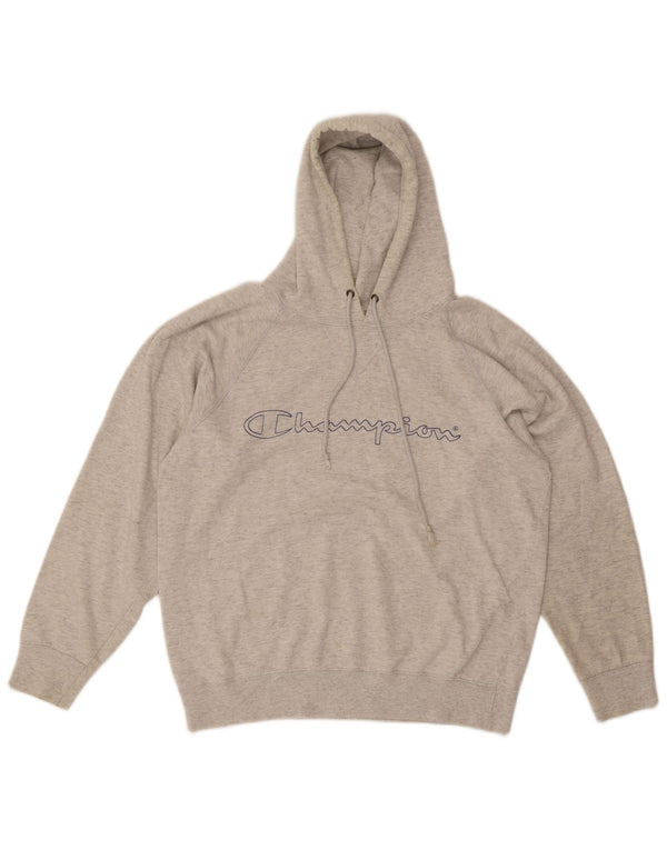 Champion Mens Graphic Hoodie Jumper Small Grey Flecked Cotton