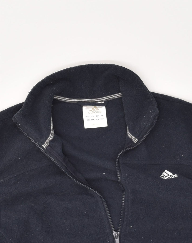 ADIDAS Mens Fleece Jacket Medium Navy Blue Polyester | Vintage Adidas | Thrift | Second-Hand Adidas | Used Clothing | Messina Hembry 