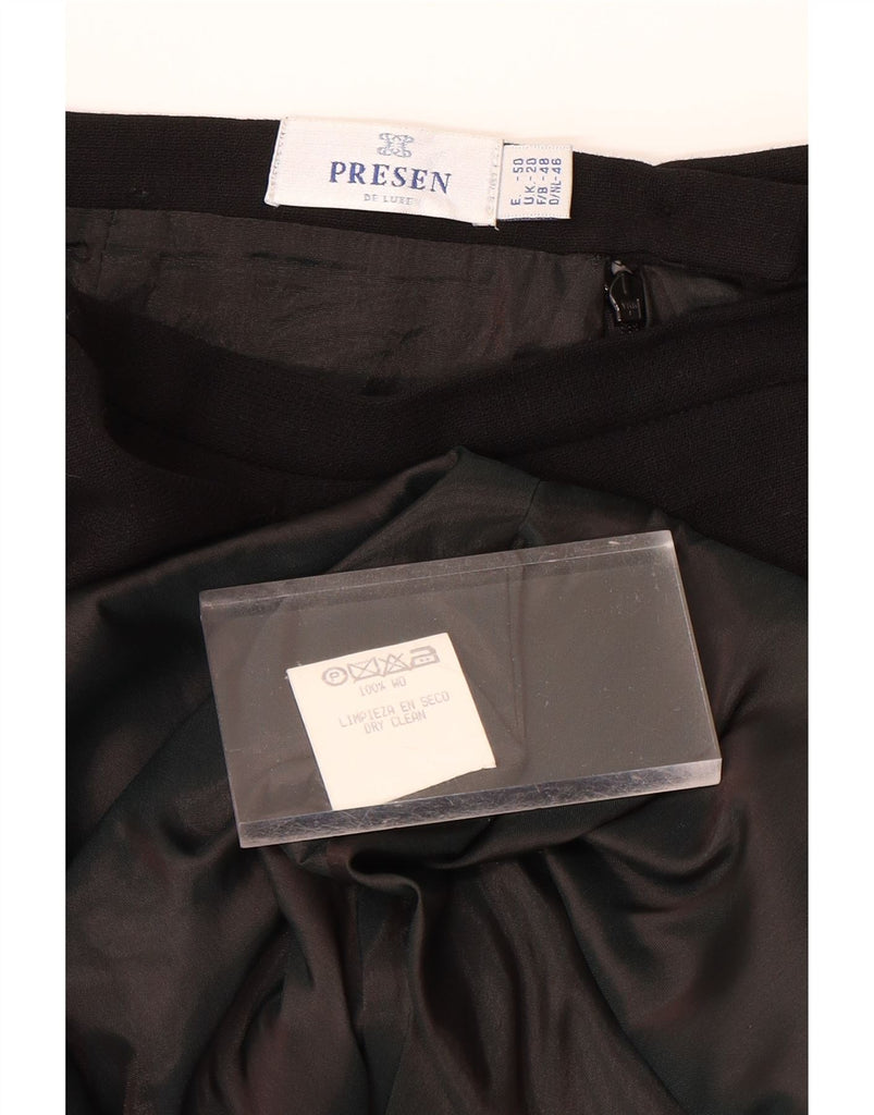 PRESEN Womens Pencil Skirt UK 20 2XL W36  Black Wool Vintage Presen and Second-Hand Presen from Messina Hembry 